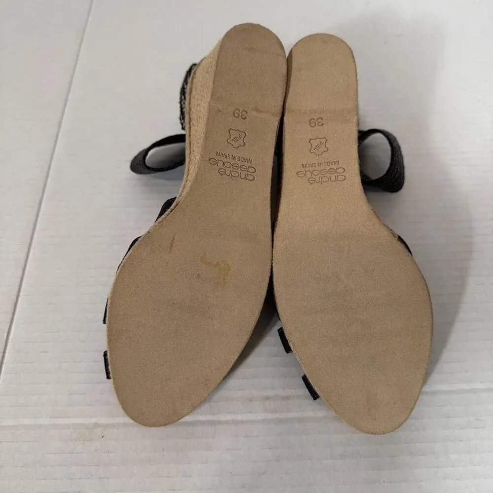 André Assous Women's Adin Espadrille Made In Spain Stretch Wedge Sandal Size 8.5